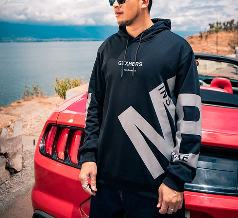 Cool Men's Hip Hop Print Causal Plus Size Fleece Hoodies